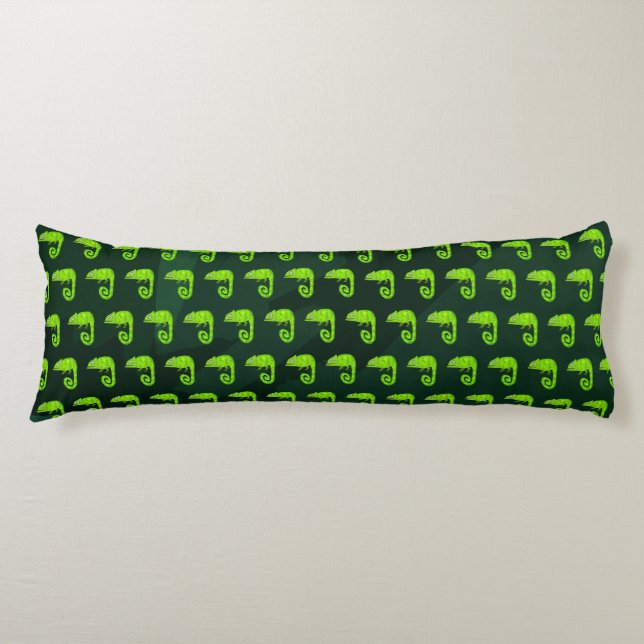 Green cute chameleon body cushion (Front)