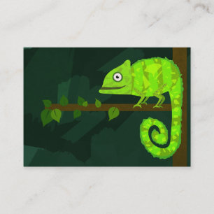 Green cute chameleon enclosure card