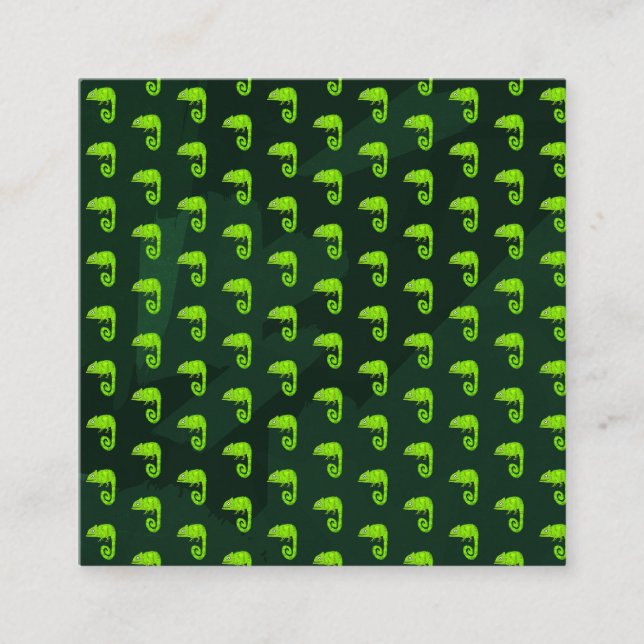 Green cute chameleon enclosure card (Front)
