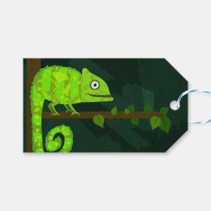 Green cute chameleon gift tags