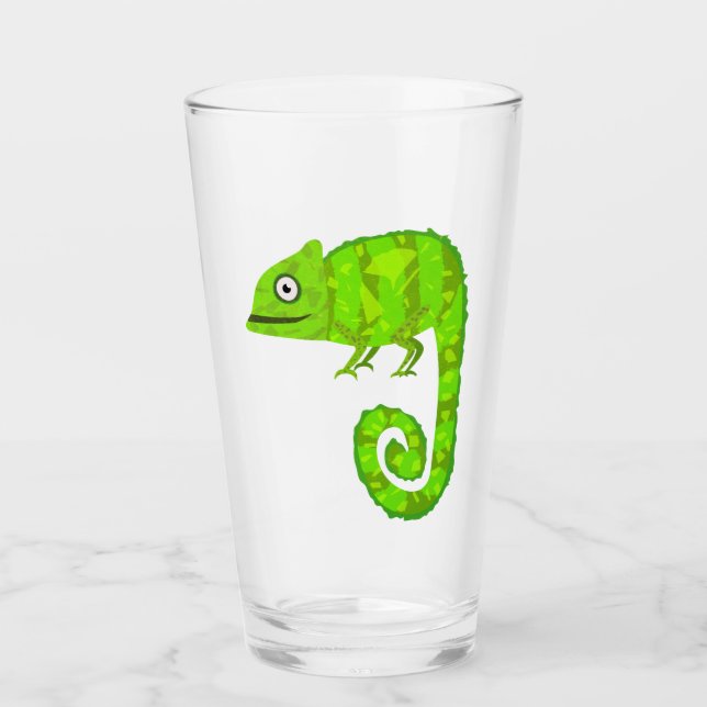 Green cute chameleon glass (Front)