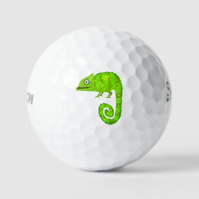 Green cute chameleon golf balls (Front)