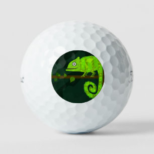 Green cute chameleon golf balls