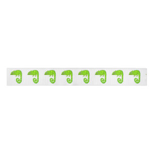Green cute chameleon grosgrain ribbon