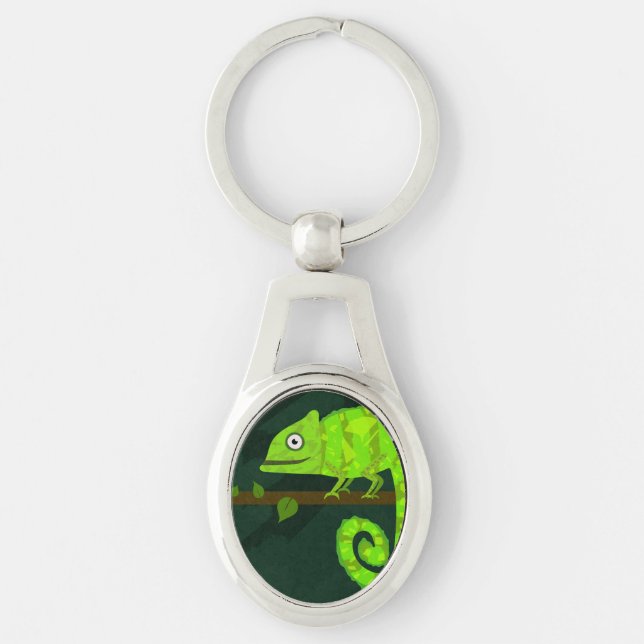Green cute chameleon key ring (Front)