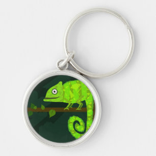 Green cute chameleon key ring
