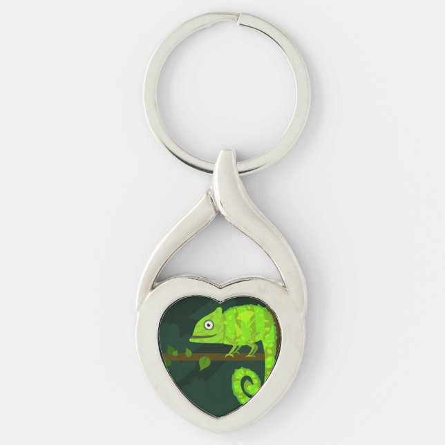 Green cute chameleon key ring (Front)