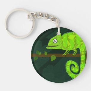 Green cute chameleon key ring