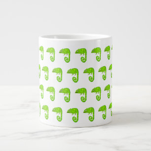 Green cute chameleon large coffee mug