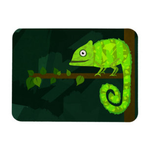 Green cute chameleon magnet