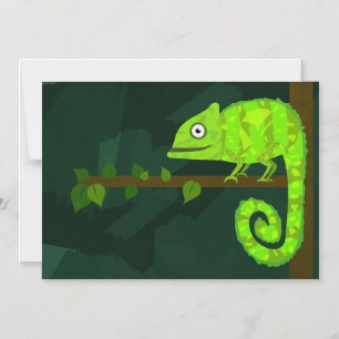 Green cute chameleon magnetic invitation