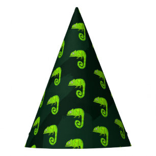 Green cute chameleon party hat