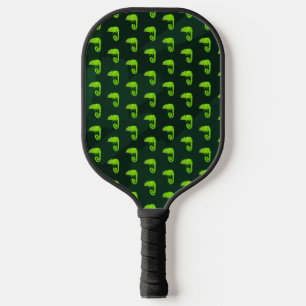 Green cute chameleon pickleball paddle