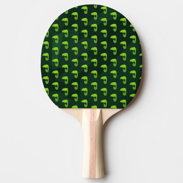 Green cute chameleon ping pong paddle (Front)