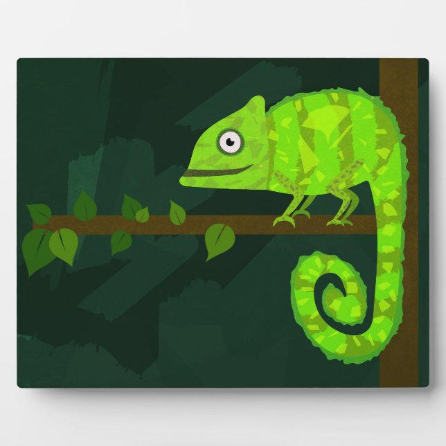 Green cute chameleon plaque (Front)