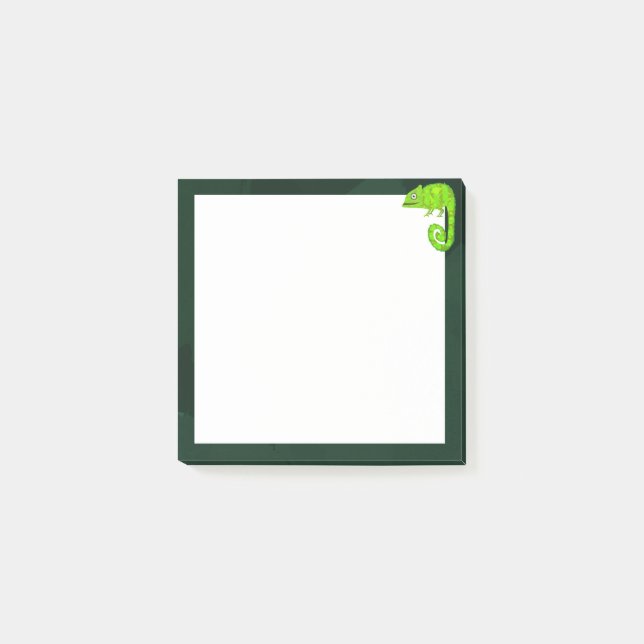 Green cute chameleon post-it notes (Front)
