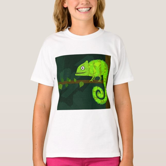 Green cute chameleon T-Shirt (Front)