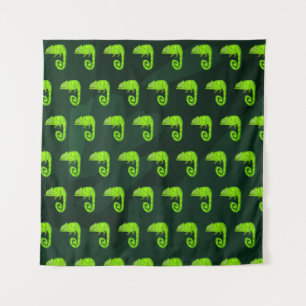 Green cute chameleon tapestry