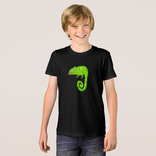 Green cute chameleon Tri-Blend shirt (Front Full)