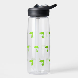 Green cute chameleon water bottle