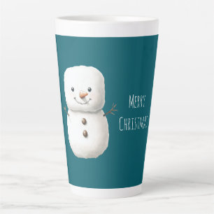 Green Cute Christmas Snowman Latte Mug