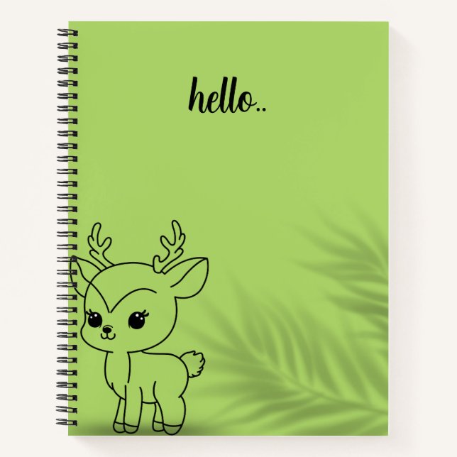 Green Cute Deer Notebook – Doedazzle Brand Logo |  (Front)