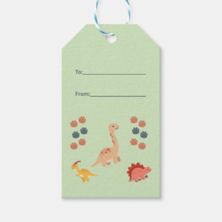 Green Cute Dinosaur Birthday Gift Tags