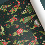 Green Cute Dinosaurs Christmas Sweaters Wrapping Paper<br><div class="desc">Celebrate the holidays with this Cute Dinosaurs Christmas Sweaters design. This Cute Christmas Wrapping Paper features various dinosaurs wearing festive Christmas ugly sweaters. You can customise this further by clicking on the "PERSONALIZE" button. Change the background colour if you like.</div>