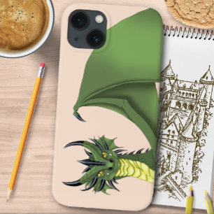 Green Cute Dragon Portrait Peach iPhone 13 Case