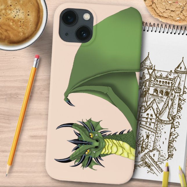Green Cute Dragon Portrait Peach Fantasy  Case-Mate iPhone Case (Creator Uploaded)