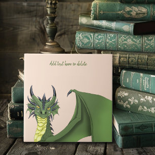 Green Cute Dragon Portrait Peach Fantasy Tile