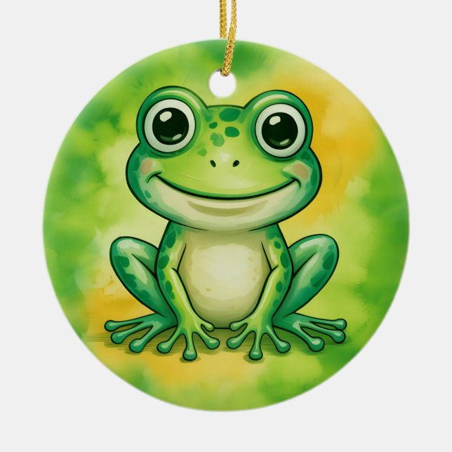 Green cute frog ceramic tree decoration (Front)