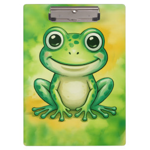 Green cute frog clipboard