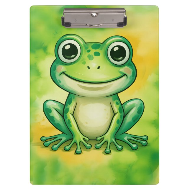 Green cute frog clipboard (Front)