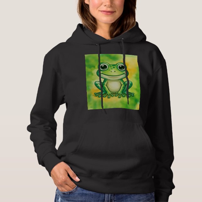 Green cute frog hoodie (Front)