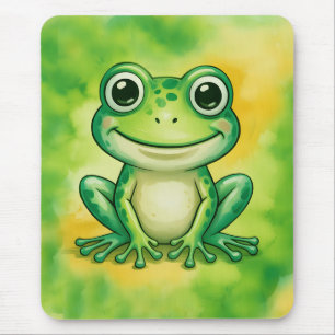 Green cute frog mouse mat