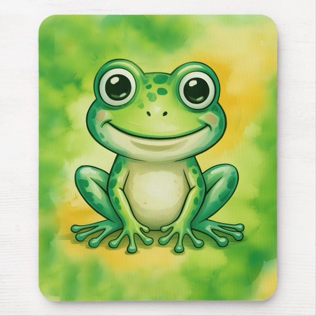 Green cute frog mouse mat (Front)