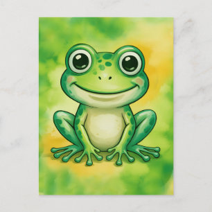 Green cute frog postcard