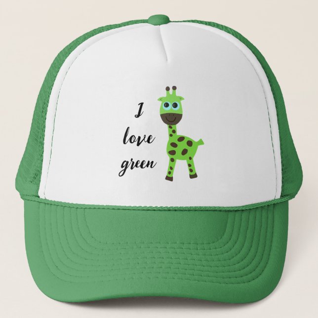 Green cute giraffe trucker hat (Front)