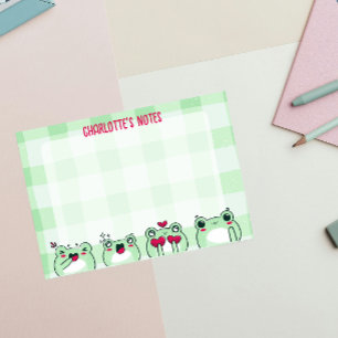 Green Cute Kids Personalizable Manga Cartoon Frog Post-it Notes