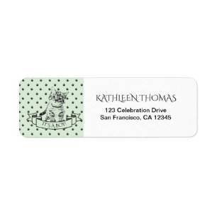 Green Cute Kitten Baby Shower Return Address Label