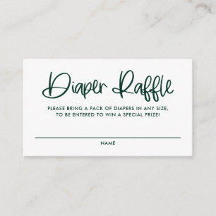 Green Cute Modern Calligraphy Diaper Raffle Game Enclosure Card