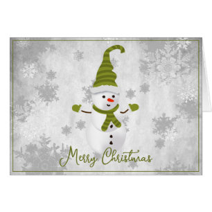 Green Cute Snowman Holiday Greeting Card