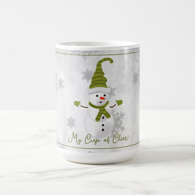 Green Cute Snowman Holiday Mug (Center)