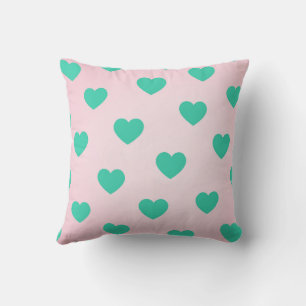 Green Cute Sweet Cosy Modern Romantic Chic Heart  Cushion