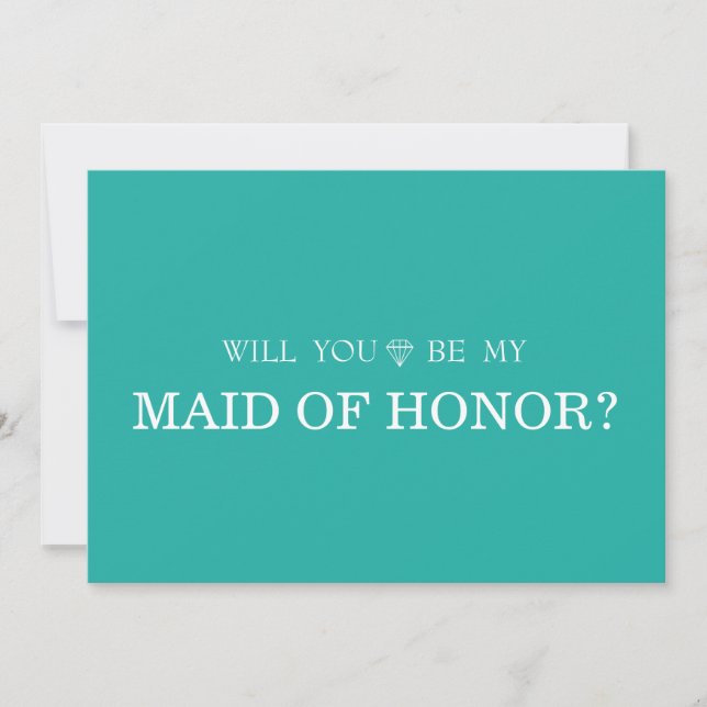 Green Cute Will You Be My MAID OF HONOR Invitation (Front)