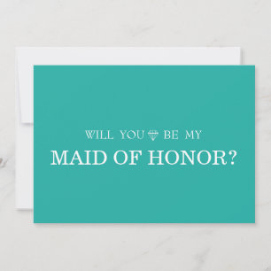 Green Cute Will You Be My MAID OF HONOR Invitation
