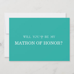 Green Cute Will You Be My Matron Of Honour Invitation