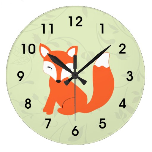 Image of Green Cute Woodland Baby Fox Large Clock