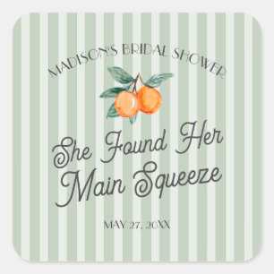 Green Cutie Main Squeeze Bridal Shower Envelope Square Sticker